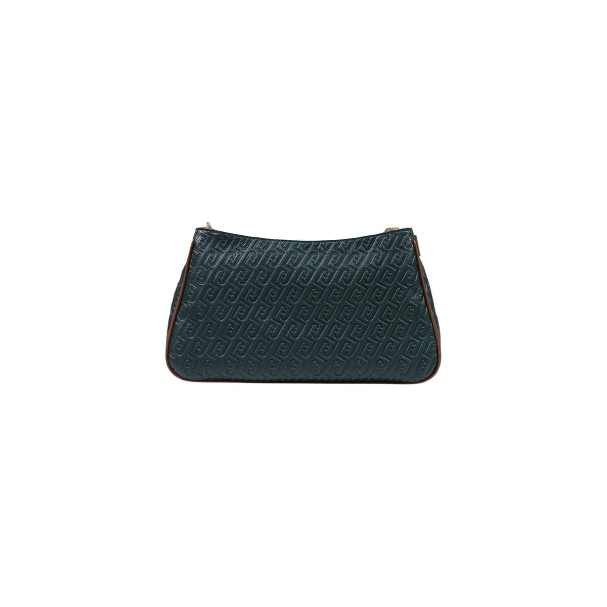 Borsa tracolla Liu Jo verde monogram AF6112 E1141. Borsa piccola da donna verde a spalla e tracolla con logo a rilievo, banda centrale, catena dorata e chiusura zip, borsa casual chic e da sera 4 stagioni.