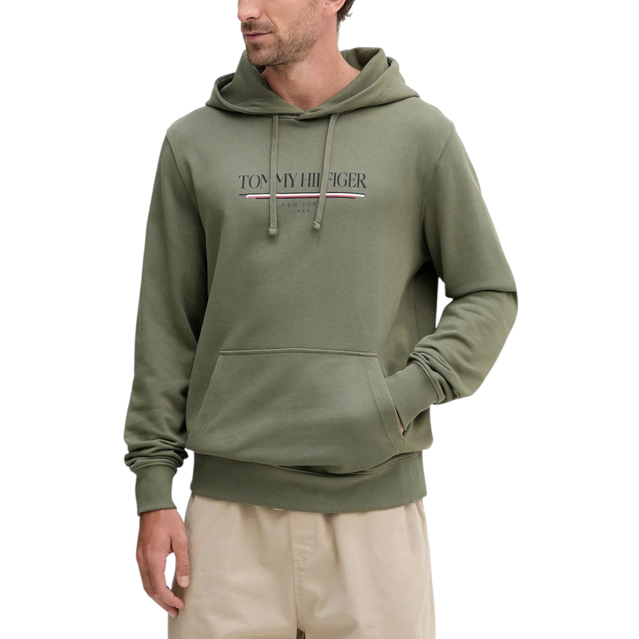 Tommy Hilfiger Men's Black Hoodie - Organic Cotton Long Sleeve Hoodie with Print