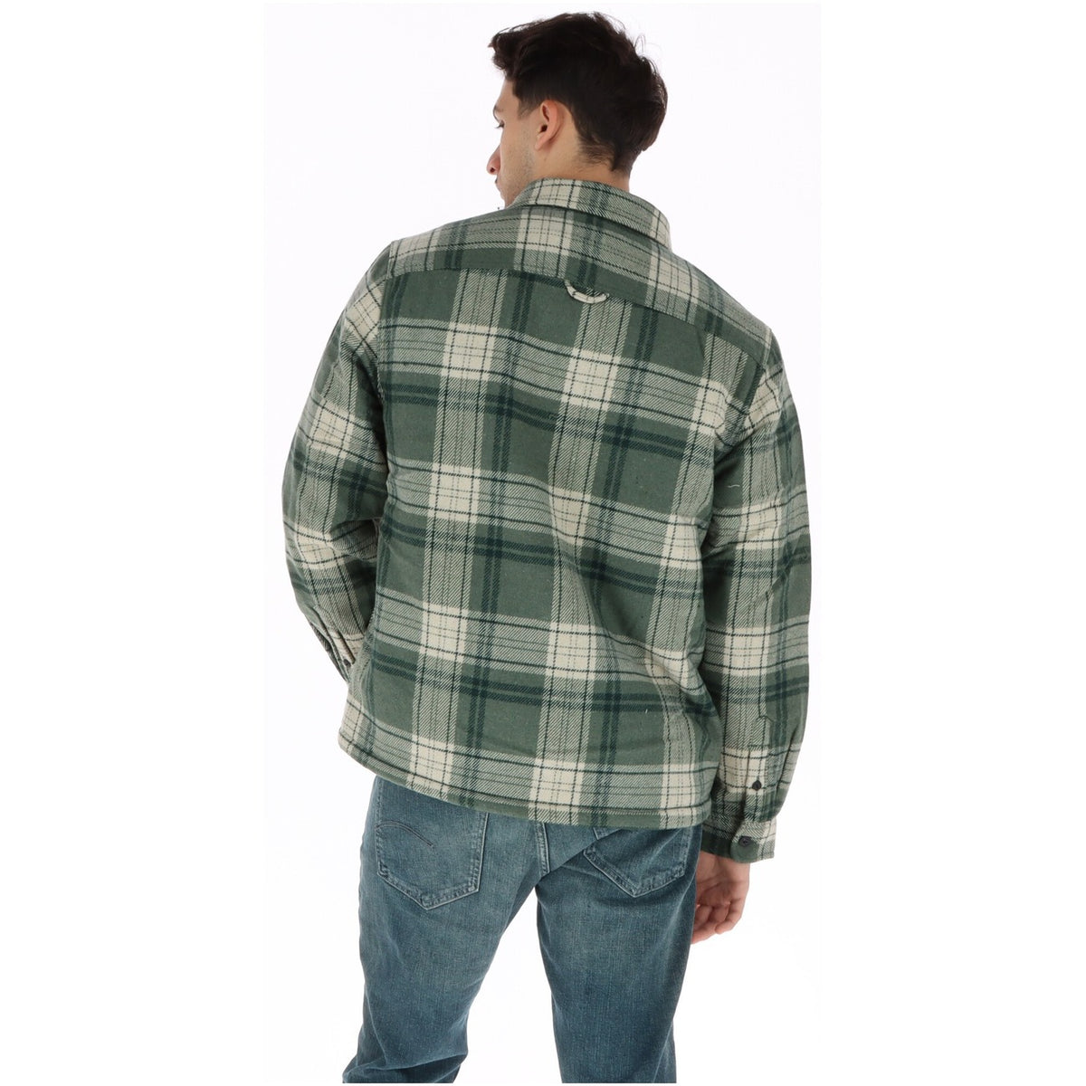 Giacca camicia uomo Superdry – Overshirt a quadri verde in misto lana M4011191A.