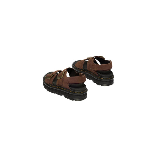 Dr. Martens Zebzag Sandal; Sepia Brown. 100% Pelle Tumbled Nubuck WP. Suola ibrida ammortizzata, cinturino regolabile, resistente all'acqua. Stile casual premium. Laterale posteriore