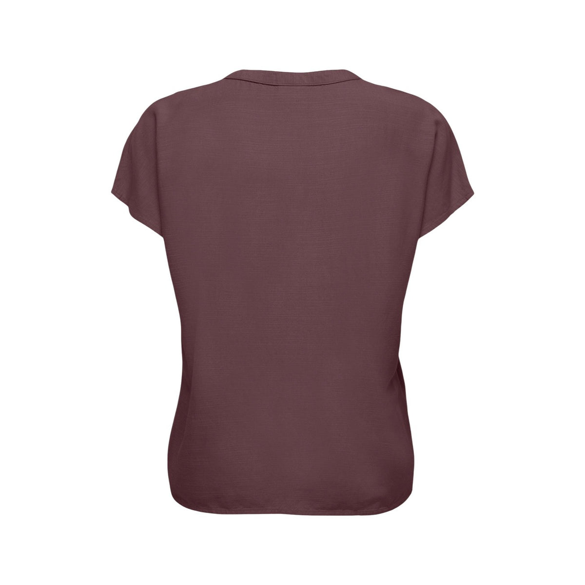 Blusa JDY Jdycaya; 90% viscosa, 10% lino. Scollo a V con dettaglio spacco, maniche corte, vestibilità morbida. Top estivo leggero, fresco e traspirante. Colore viola vista Posteriore
