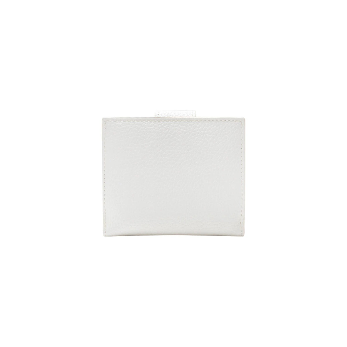 portafoglio piccolo bianco da donna della linea Valentino Bags Alexia. Realizzato con 109% poliuretano. Con scomparti e chiusura a scatto. Dimensioni 11x10x3 cm vista posteriore