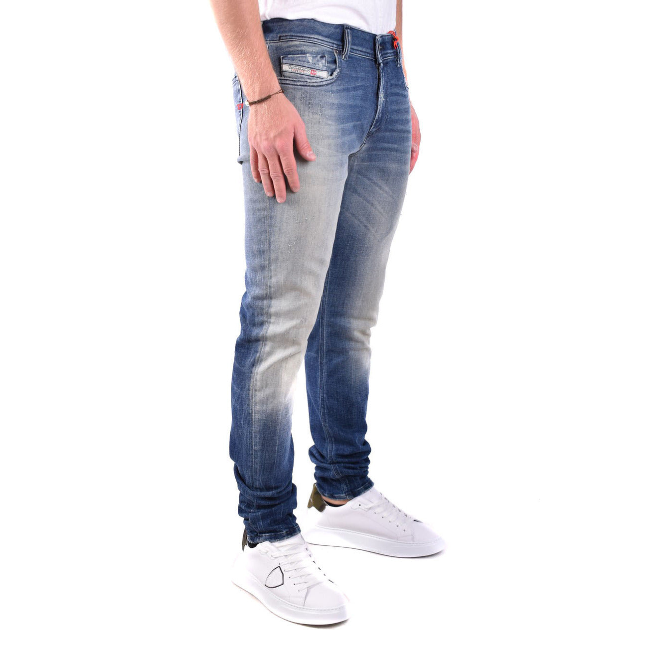 Diesel Jeans Uomo Blu Effetto Consumato in Cotone 100% con Zip e Bottone Tasche Anteriori e Posteriori Autunno/Inverno V_29504