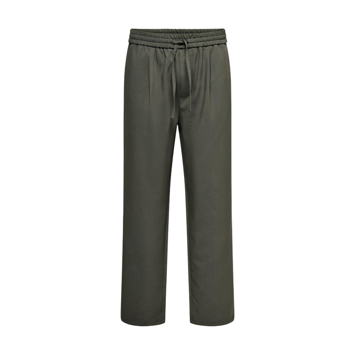 Pantaloni verdi uomo con coulisse Only & Sons Onswill 22033466. Pantaloni casual eleganti in poliestere riciclato, viscosa ed elastan con vestibilità comoda e pinces.
