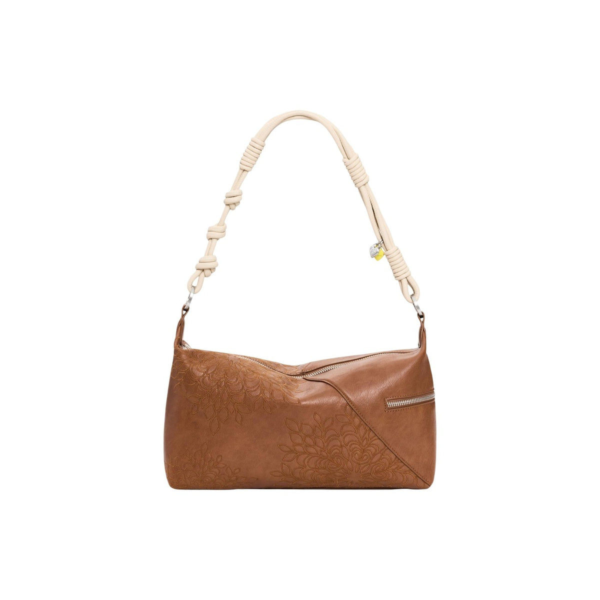 borsa colore cammello a mano Desigual in similpelle con incisione di bordure, modello BAG_SIERRA. Vista frontale