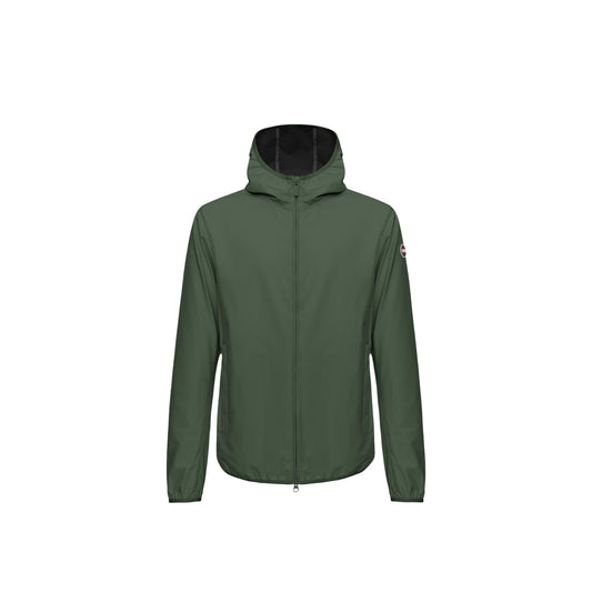 Giacca Colmar Originals verde jeep uomo 1861N 6WV. Giubbotto leggero da uomo verde militare elasticizzato e antivento con cappuccio fisso, chiusura zip, tasche laterali e logo Colmar sulla manica, giacca mezza stagione casual e sportiva.