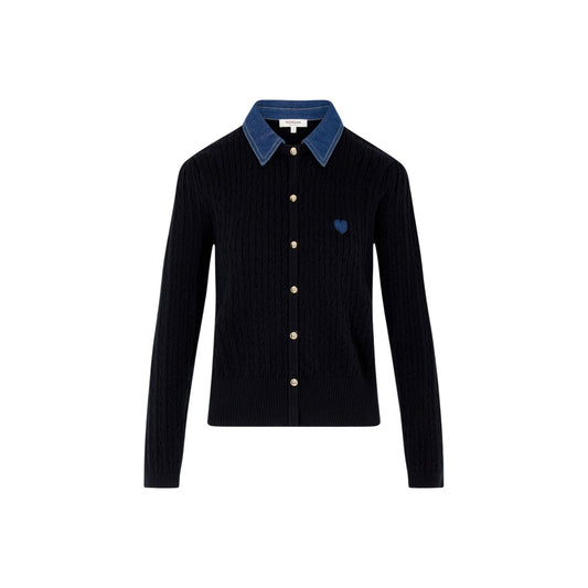 Maglione donna con colletto a revers Morgan De Toi 262-MROSALA. Maglia sottile aderente a maniche lunghe in poliestere e viscosa con bottoni frontali.
