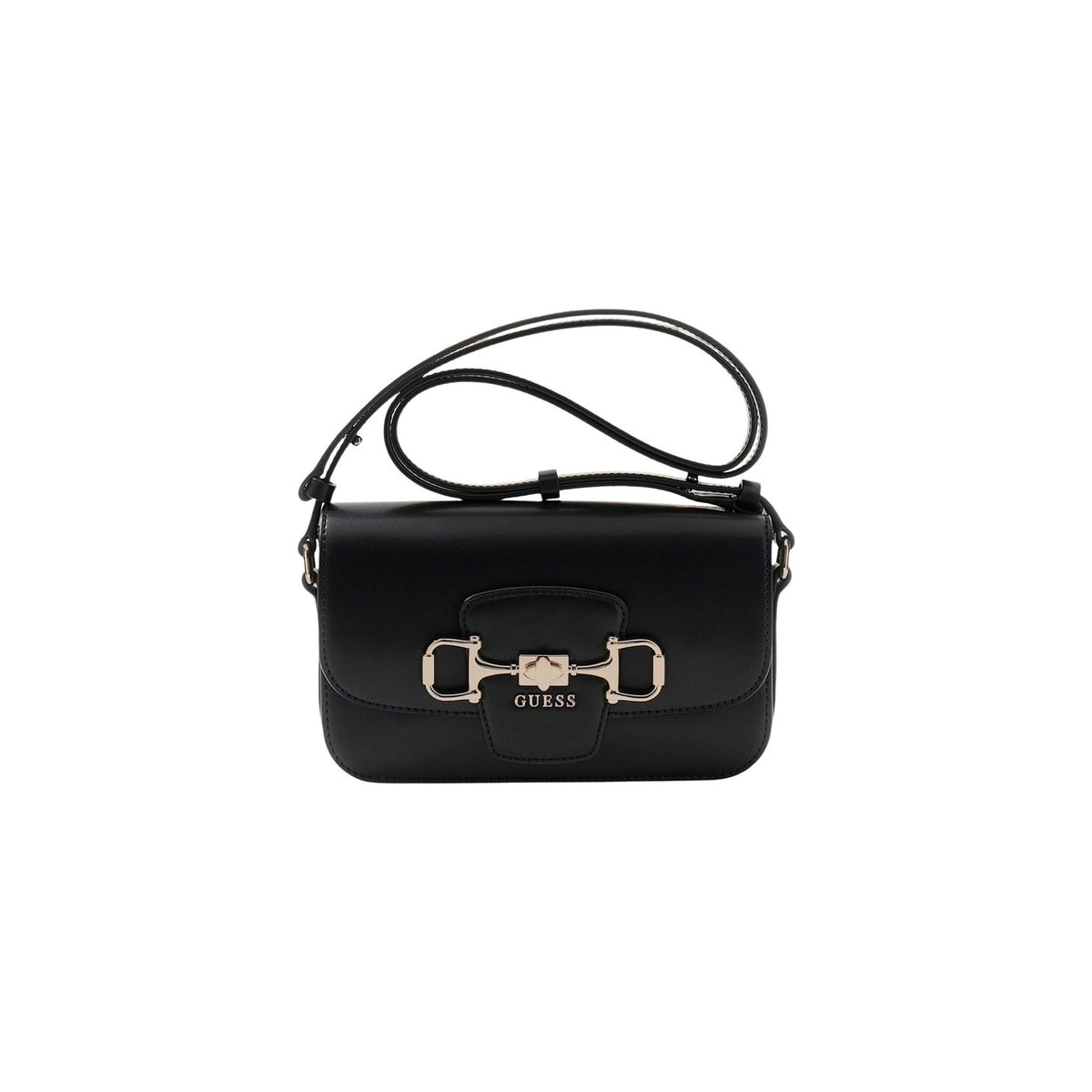 Guess borsa tracolla nera Esterno in similpelle. Con Chiusura a pressione e Finiture dorate.