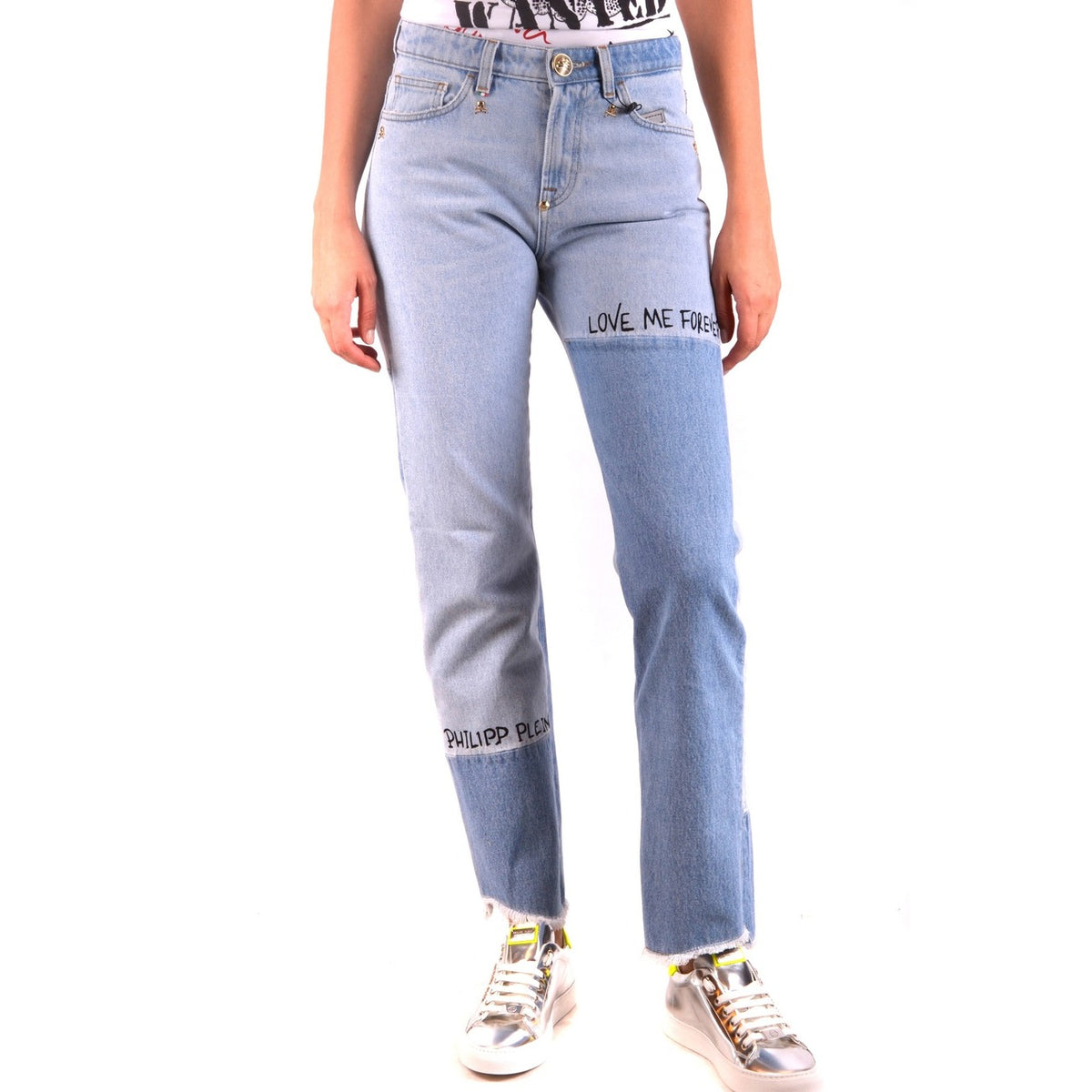 Philipp Plein Jeans Donna Azzurri con Zip Bottone Tasche Anteriori Posteriori in Cotone 100% Primavera/Estate B_35922