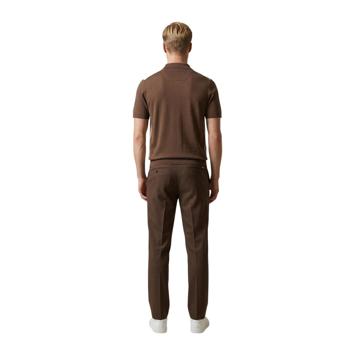 Cardigan Gianni Lupo GL35332; 75% viscosa, 25% poliestere. Maniche corte, bottoni frontali, righe verticali. Maglia estiva leggera, elastica e traspirante dal tocco raffinato. Vista posteriore intera