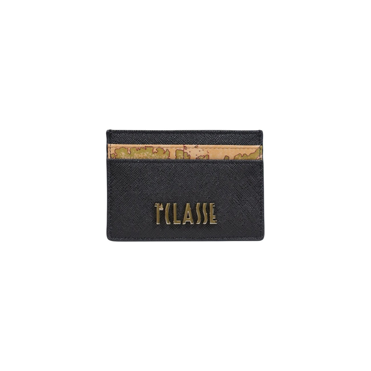 Portacarte Alviero Martini PM79 Geo Classic, design slim multi-slot con logo metallico; accessorio compatto e resistente ideale per borse piccole e mini bag. Vista frontale
