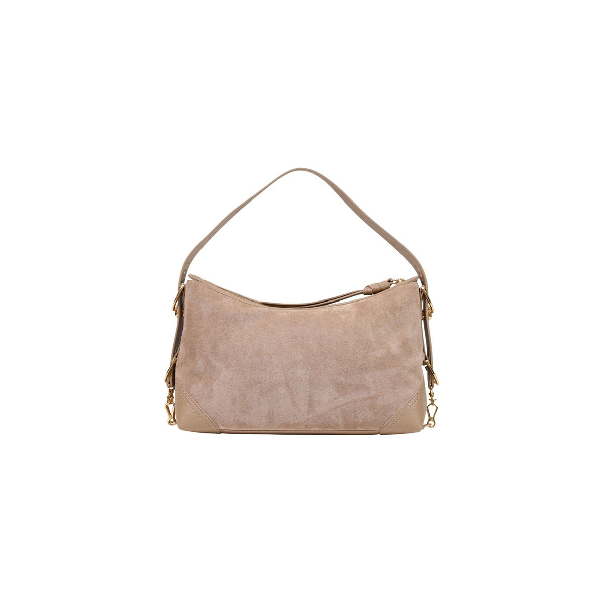 Borsa Love Moschino donna beige tracolla media effetto scamosciato manici oro zip JC4091PP