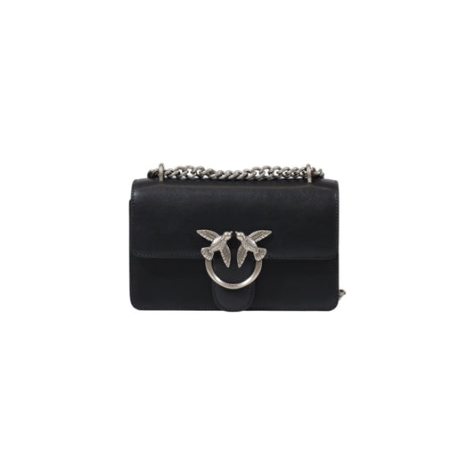 Borsa donna Pinko Mini Love Bag One nero argento – Tracolla piccola pelle mano seta 100074A0F1-Z99O.