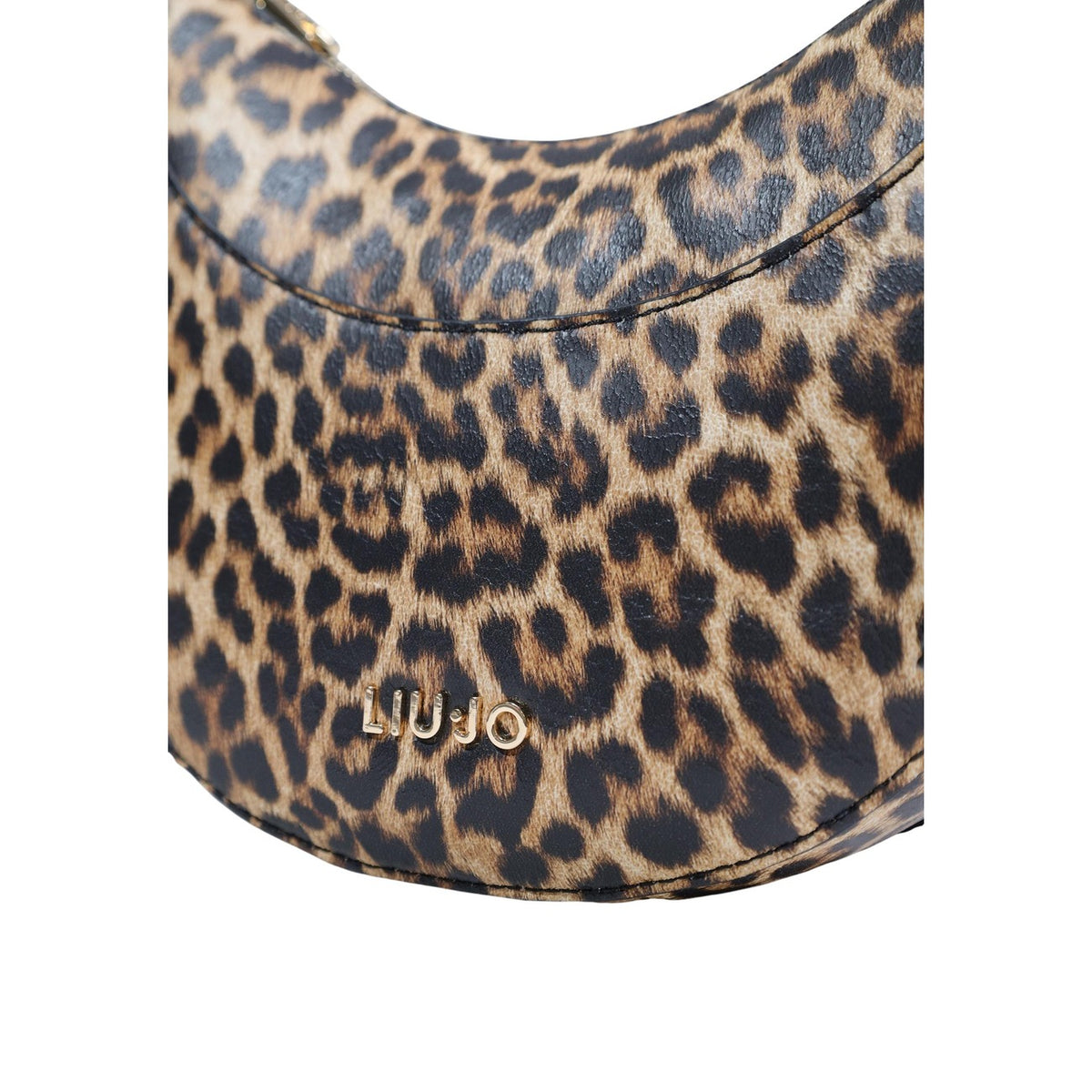 Dettaglio borsa Liu Jo M HOBO donna beige animalier con chiusura a cerniera e logo applicato