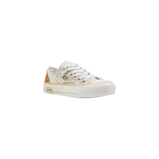 Sneakers basse Alviero Martini White; tomaia in tessuto, stampa iconica, suola in gomma naturale. Eleganza quotidiana e comfort Made in 1A Classe. Vista frontale
