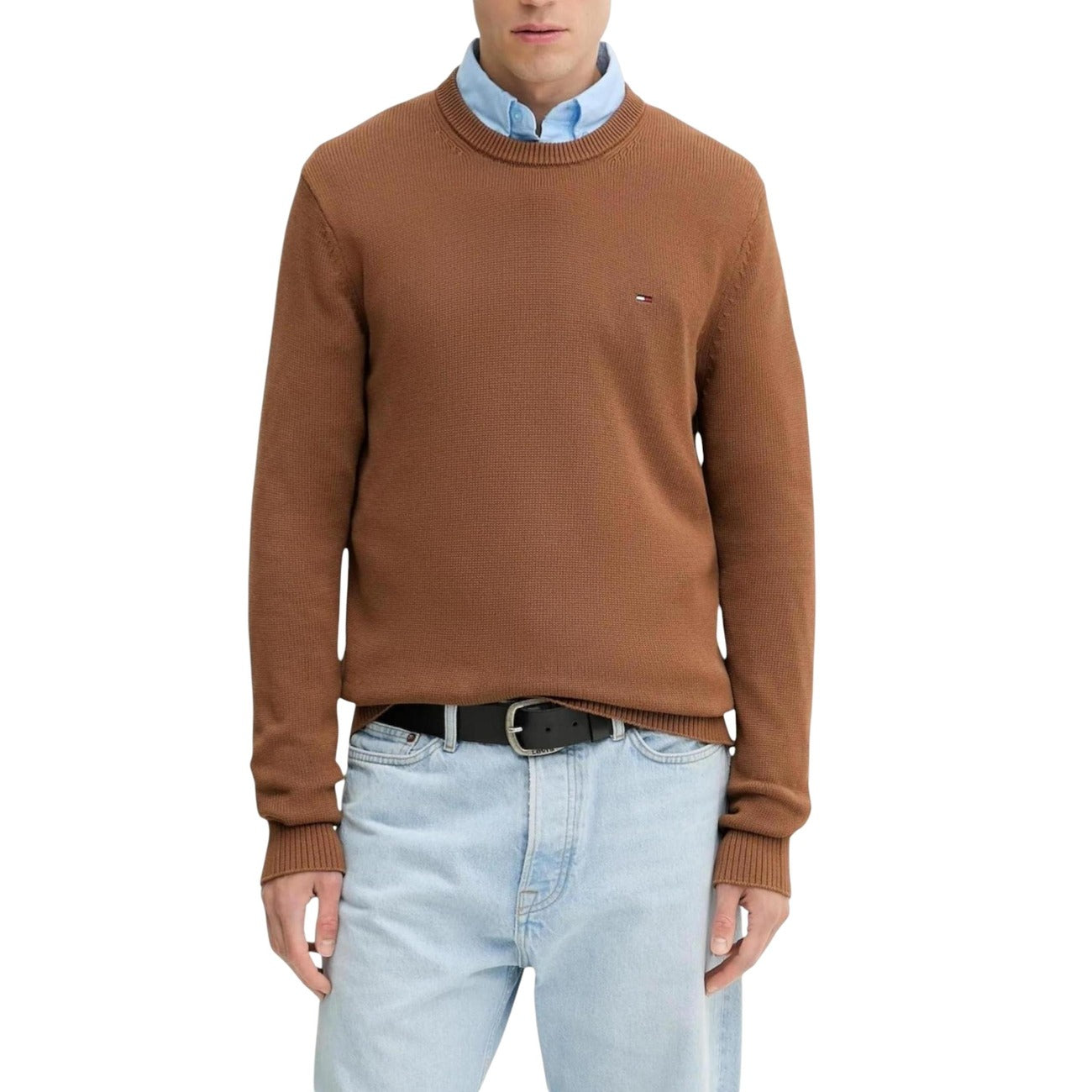 Tommy Hilfiger Jeans Maglia Uomo Verde Scollo Tondo Manica Lunga Cotone Organico Autunno Inverno DM0DM21787