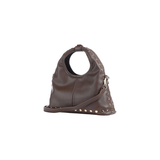 Borsa Valentino Bags Florayne marrone VBSA6608BOR. Borsetta da donna a spalla e tracolla (30x16x9 cm) a trapezio in ecopelle marrone con manico ad anello rigido, dettagli in metallo dorato e zip.