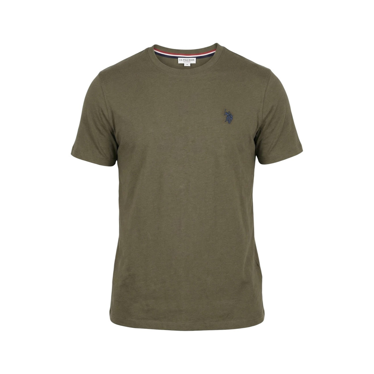 T-shirt U.S. Polo Assn. Mick-Basic; 100% cotone. Girocollo, maniche corte, logo ricamato. Maglia maschile naturale, traspirante e resistente. Colore verde