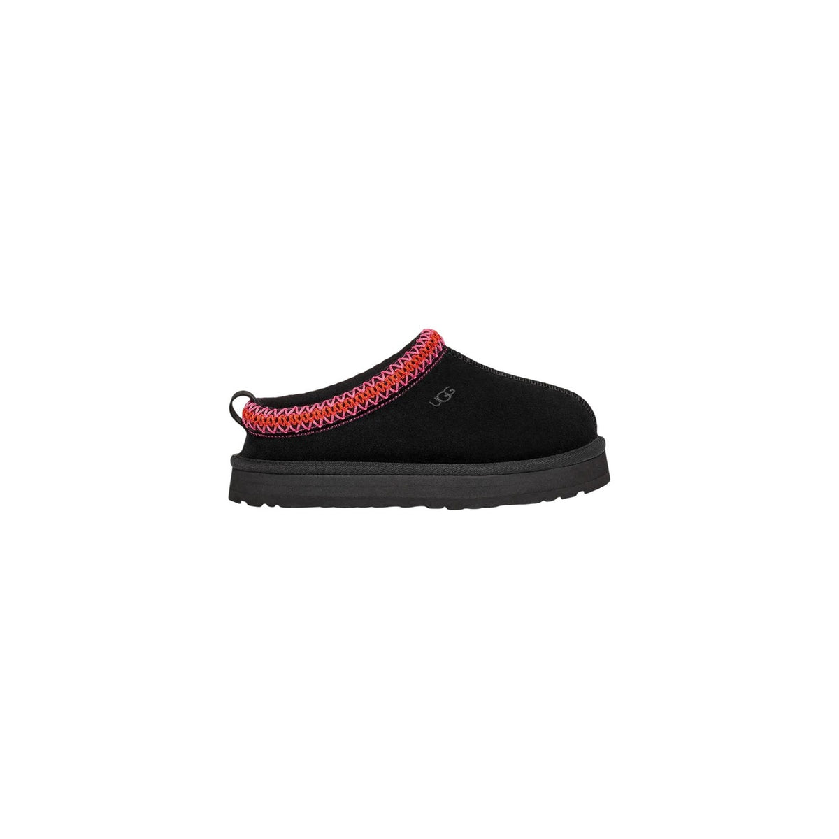 Ciabatte zoccoli donna Ugg modello TAZZ nere in montone con suola platform e fodera in lana