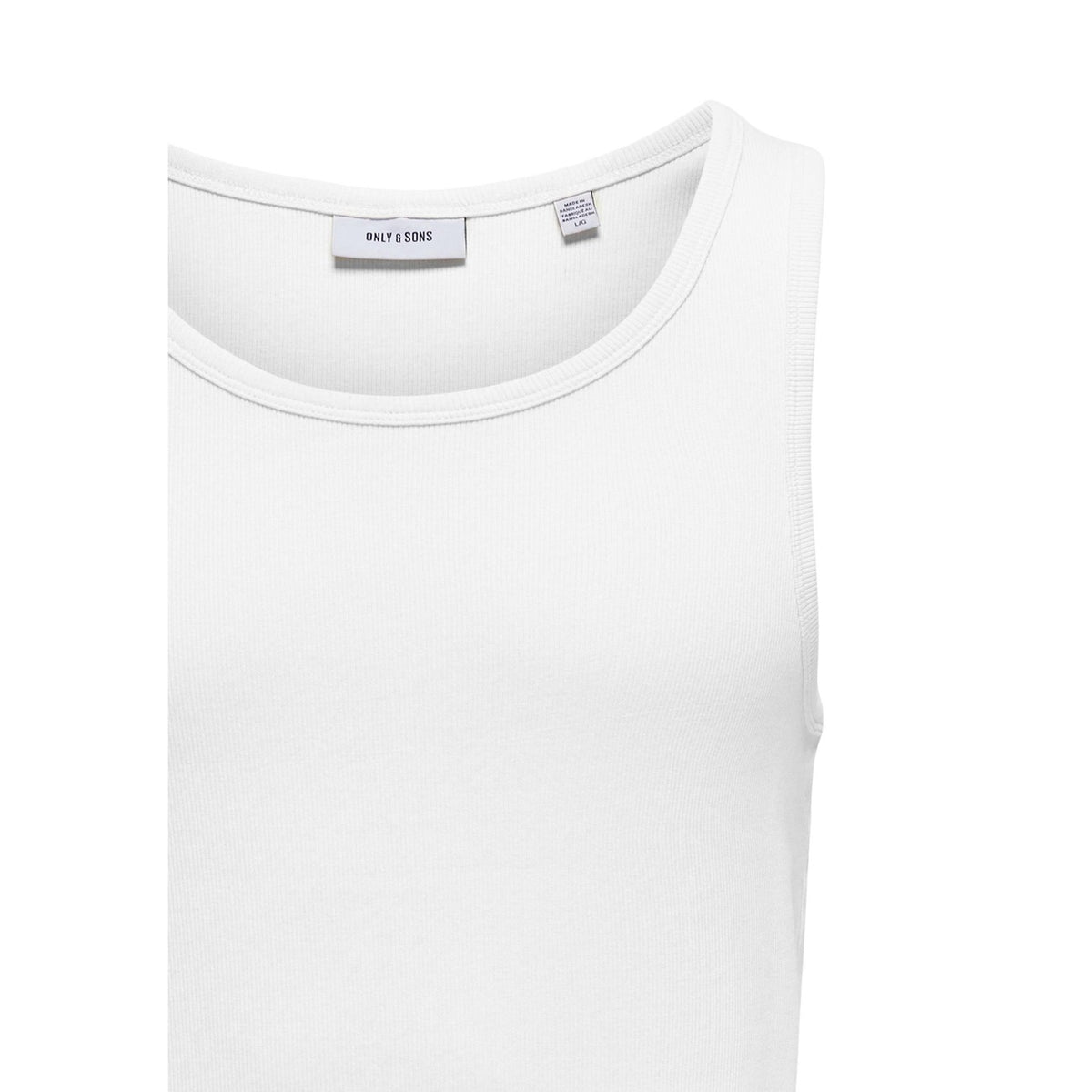 Only & Sons Onstanner Tank Top; cotone elasticizzato, cuciture rinforzate, traspirante. La canotta basica e resistente essenziale per il guardaroba maschile. Colore bianco