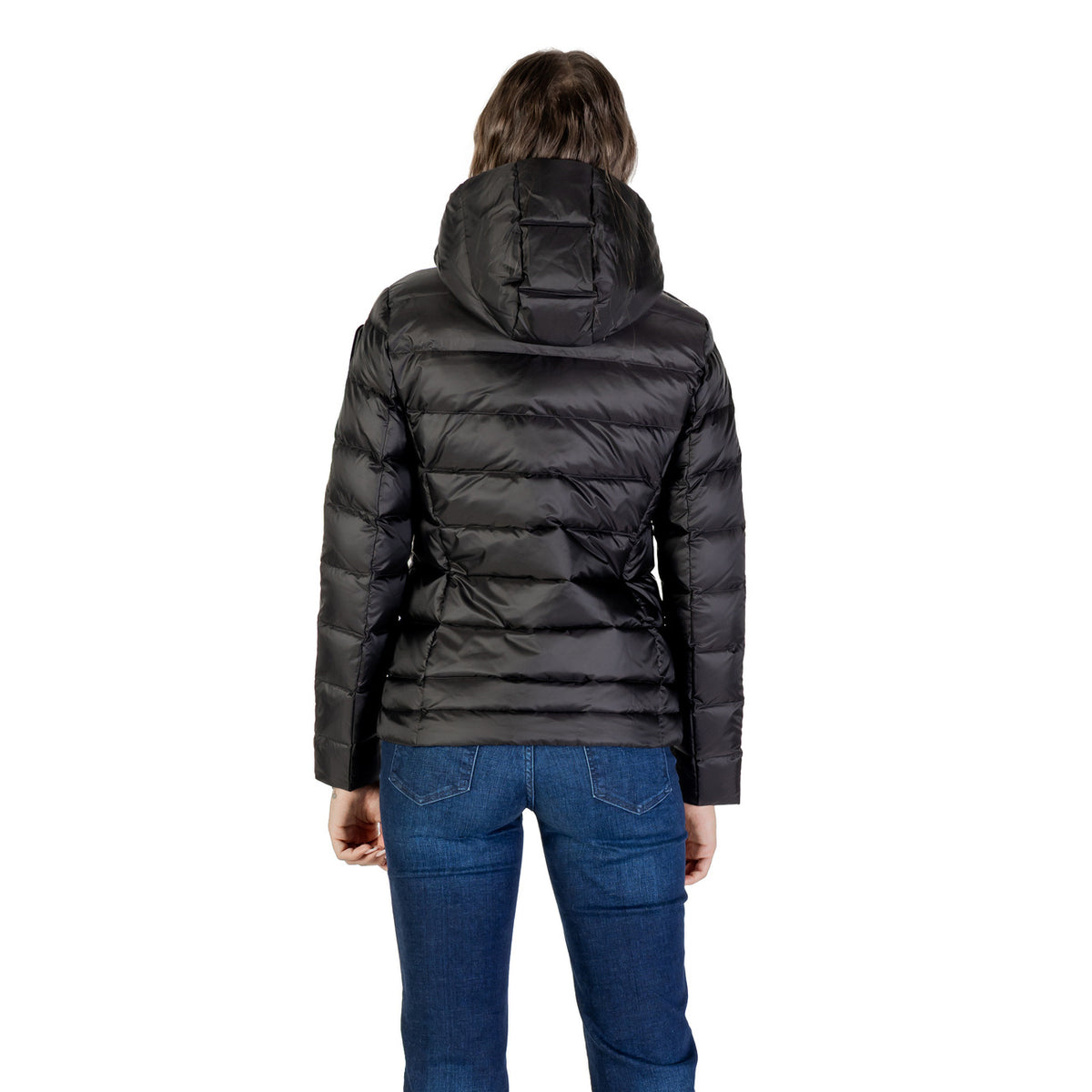 Giubbotto Blauer donna nero 100% poliammide con tasche anteriori - vista posteriore retro con cappuccio