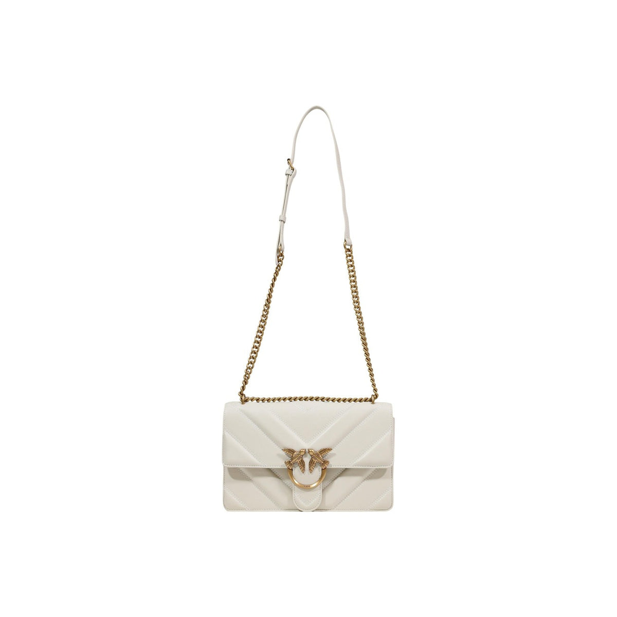 Pinko Borsa bianca LOVE ONE CLASSIC LIGHT DC 27x16x8 cm Donna Vista frontale con tracolla