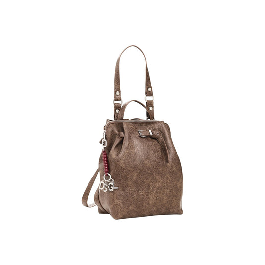 Zaino marrone donna Desigual effetto pelle – Zaino medio con fibbia e logo inciso Desigual 26WAKP33.