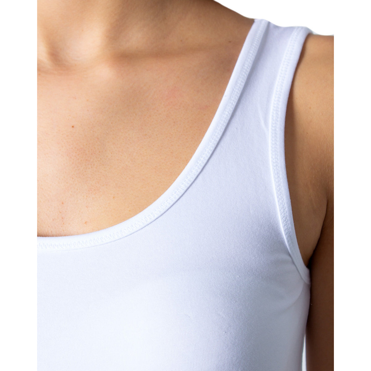 Only Canotta Donna Bianco Smanicato Scollo Tondo 95% Cotone 5% Elastan Primavera/Estate 15095808
