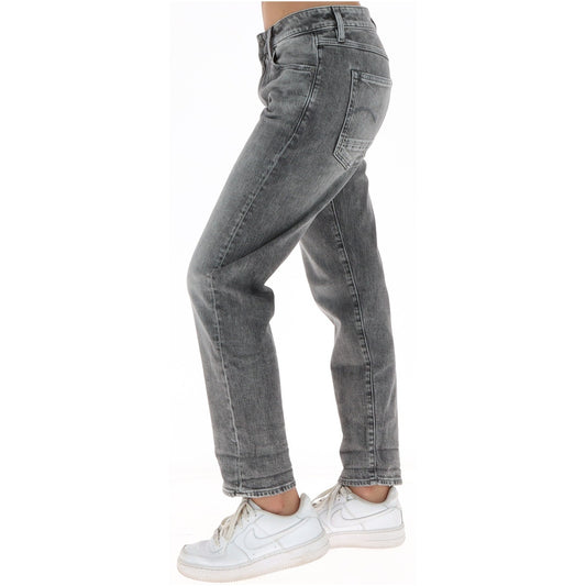 Jeans grigi donna boyfriend fit G-Star Kate D15264-D931. Pantaloni denim casual grigi a vita bassa con risvolto, cotone rigenerativo ed elastan con etichetta logo sul retro.