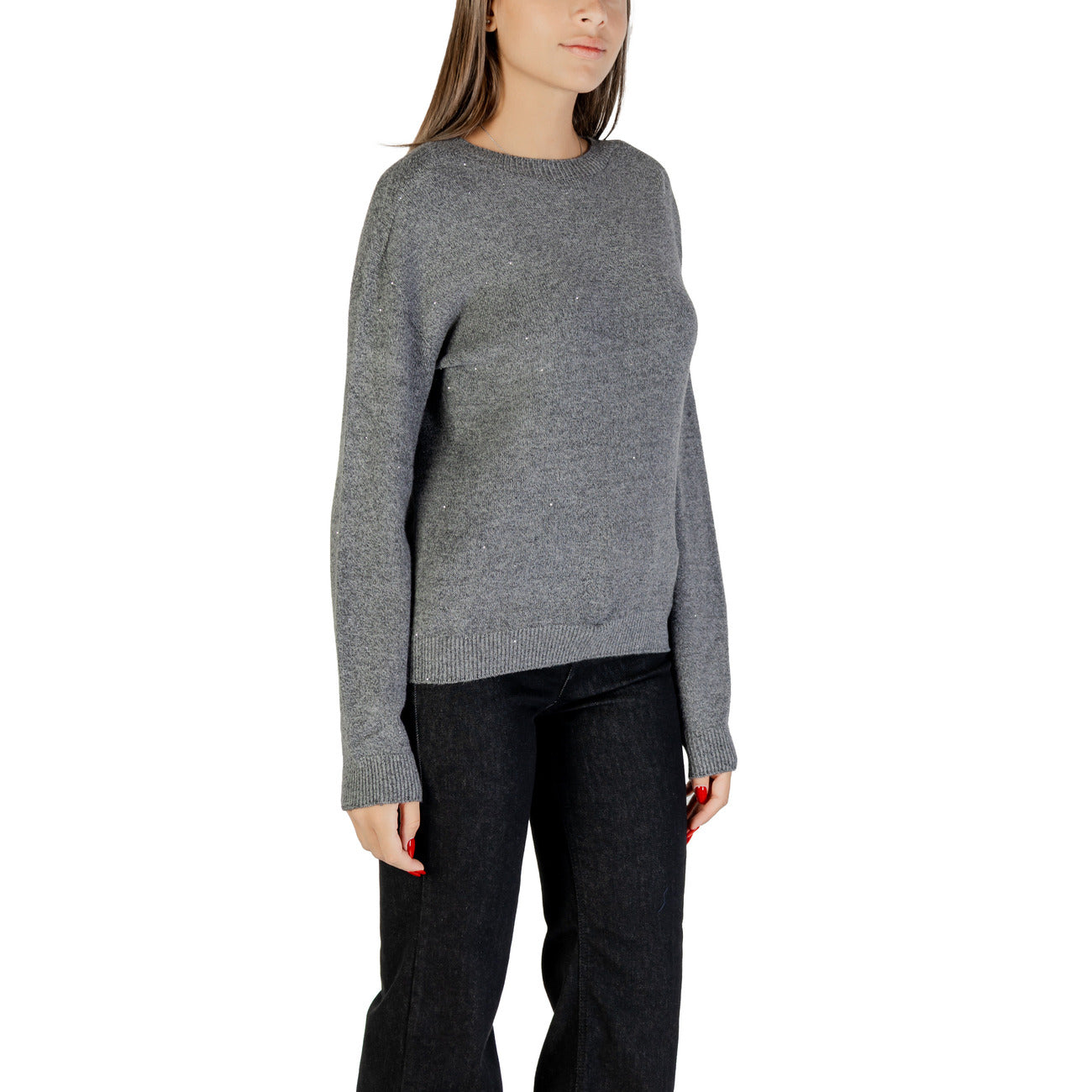 Liu Jo Maglia Donna Grigia Maniche Lunghe Scollo Tondo - Maglia Viscosa Poliestere Poliammide