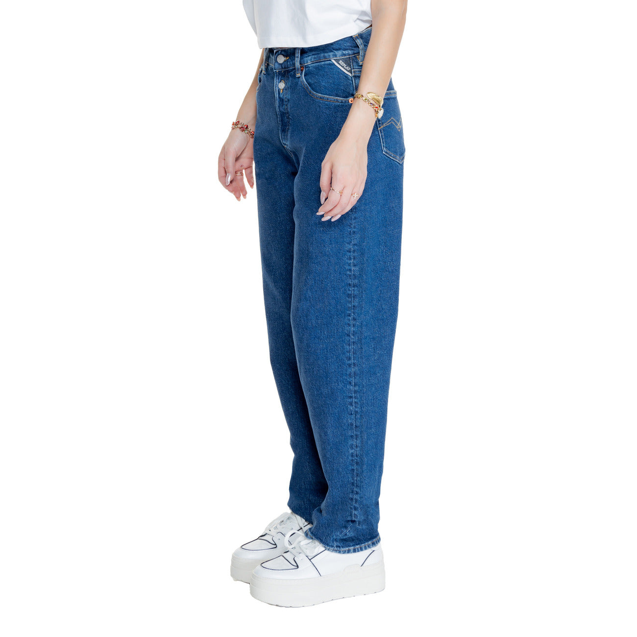 Replay Jeans Donna Blu con Zip Bottone Tasche Anteriori Posteriori in Cotone 99% Elastan 1% Autunno/Inverno W9Z1 .000.759 52D