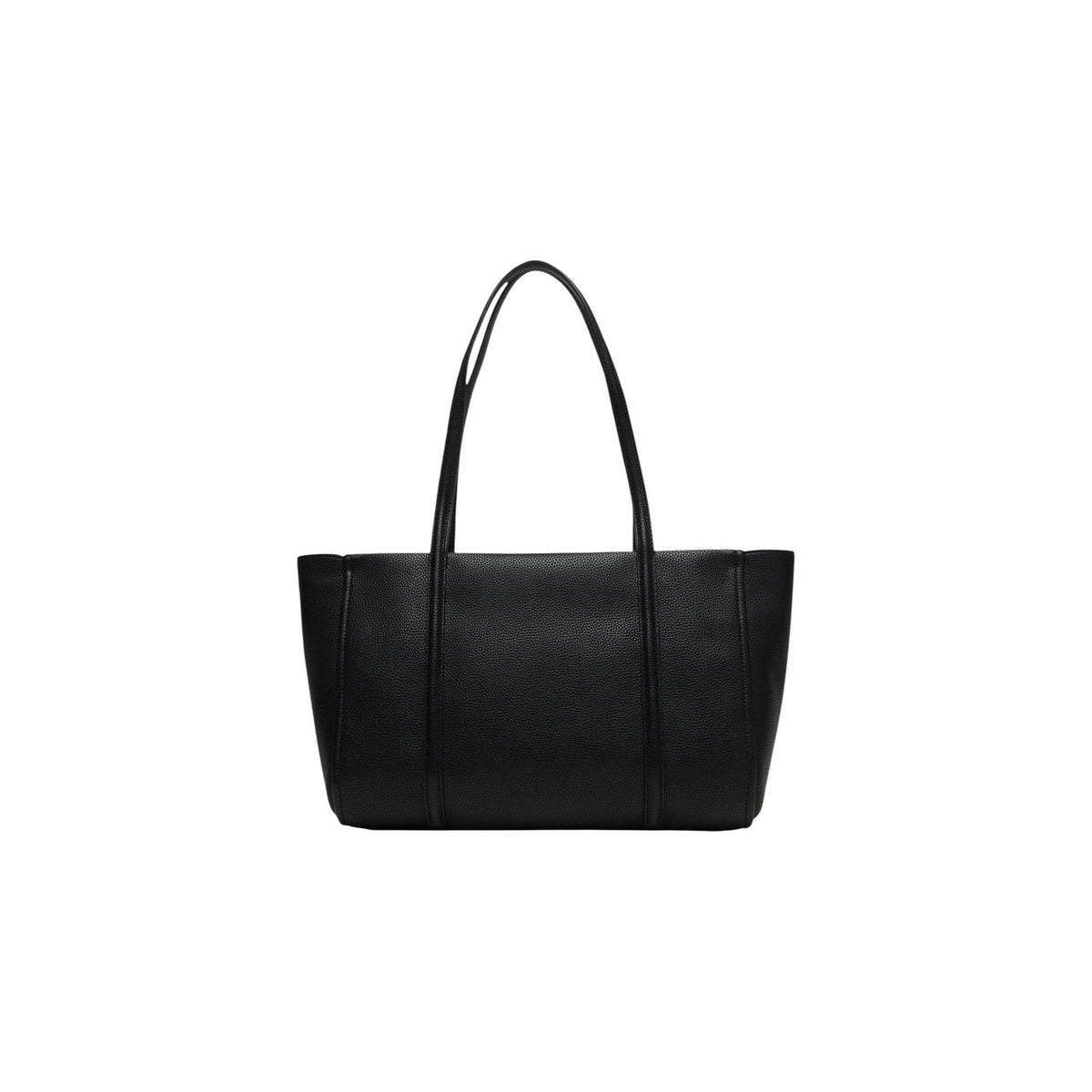 Borsa Tote Calvin Klein Emblem; 100% Poliuretano martellato. Chiusura con zip, doppi manici lunghi, dettagli dorati. Misure 48x25x15 cm. Borsa capiente 4 stagioni, stile casual-business. Vista posteriore