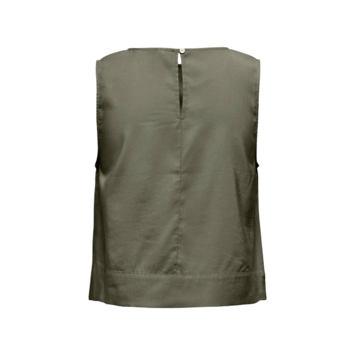 Top Only Onldorsi Aris; viscosa e poliestere riciclato, loose fit, smanicato. Cucitura centrale decorativa, tessuto traspirante, design contemporaneo. Colore verde