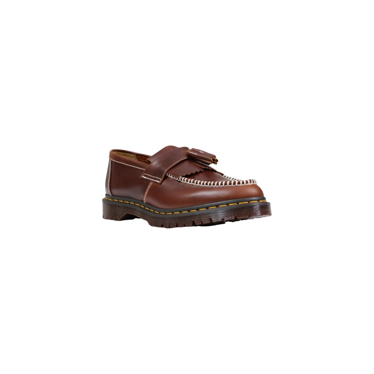 Mocassini Dr. Martens ADRIAN con nappe e cuciture gialle in pelle smooth uomo marroni 100% pelle - vista frontale