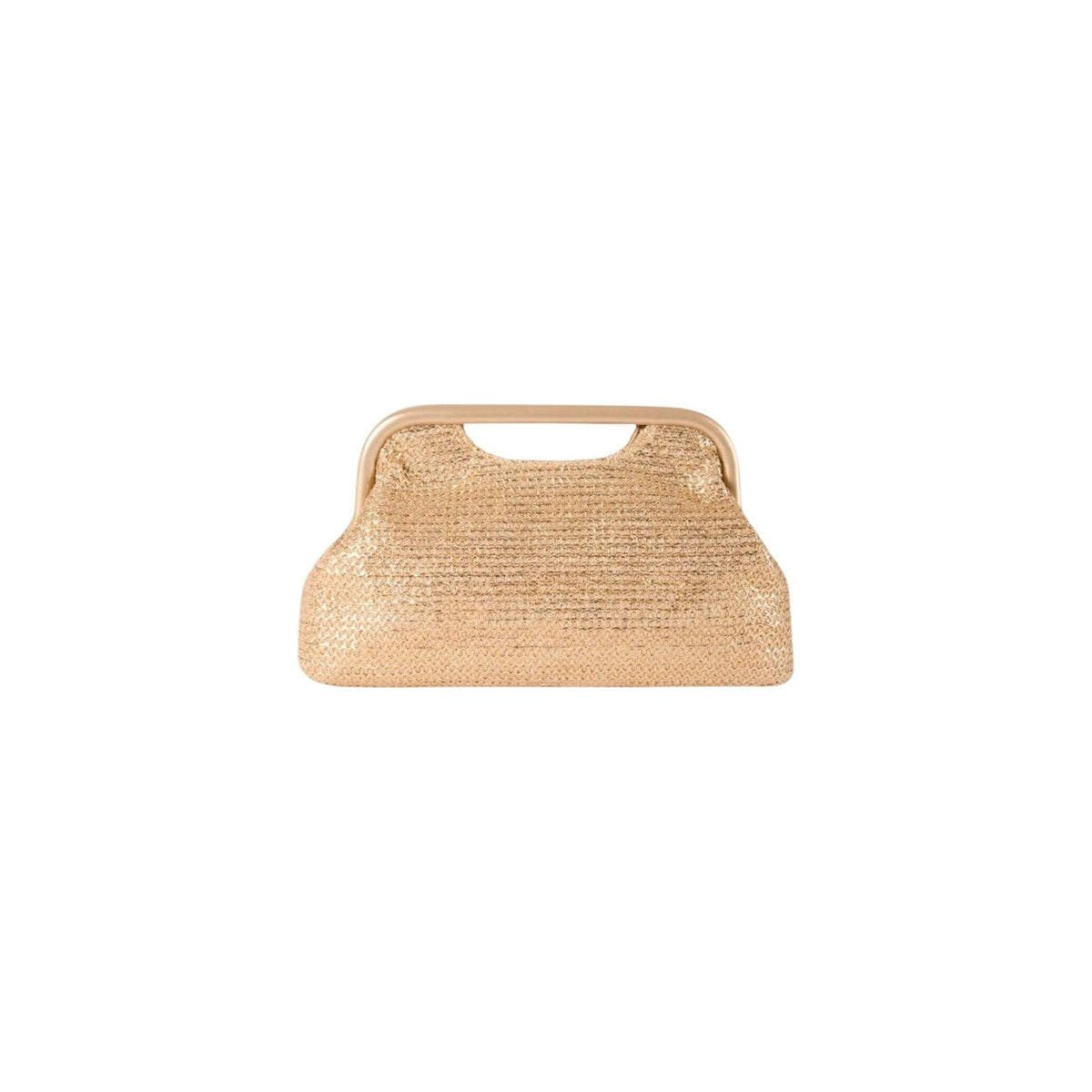 Borsa Morgan De Toi 2LATIN; 100% polipropilene intrecciato, manico rigido integrato. Design strutturato, texture materica, capienza media. Leggera, resistente e di tendenza per la stagione calda. Colore oro
