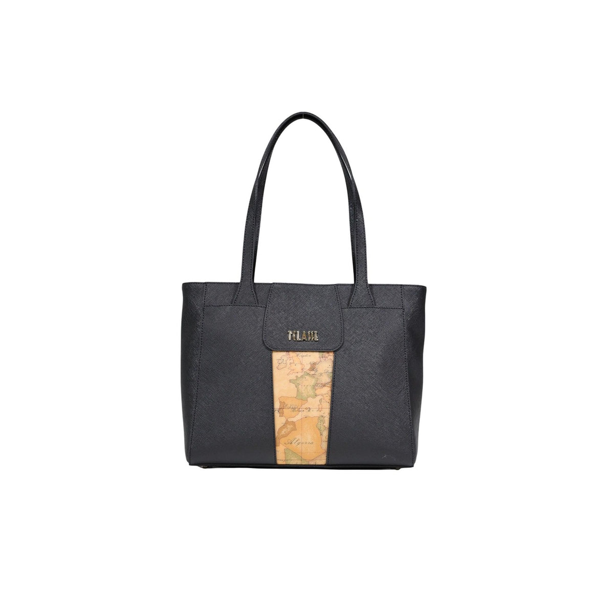 Shopping Bag Alviero Martini LD28 con inserto Geo e doppi manici, interno ampio con scomparti organizzati, realizzata in materiale tecnico resistente e leggero. Vista frontale