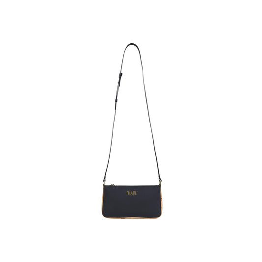 Borsa Tracolla Alviero Martini Nera; Dettagli stampa Geo Classic. Chiusura con zip, tracolla regolabile, design bicolore. Dimensioni mini 15x6x6 cm. Accessorio versatile 4 stagioni in stile casual-chic. Vista con tracolla