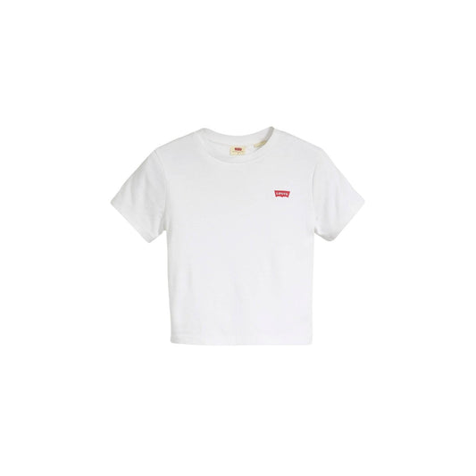 Levi's® Essential Sporty Tee Bianca; fit slim e corto, tessuto morbido e coprente, dettaglio Red Tab. Il basic sportivo essenziale. Vista frontale stesa