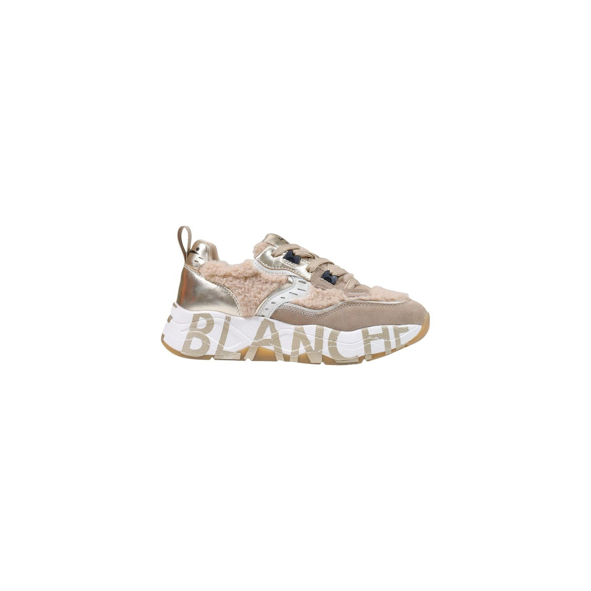 Sneakers Voile Blanche donna platform modello CLUB105 2017475. Scarpe da ginnastica eleganti con suola alta spessa personalizzata, inserti in camoscio, pelle e nylon stile casual luxury, urban e streetwear.