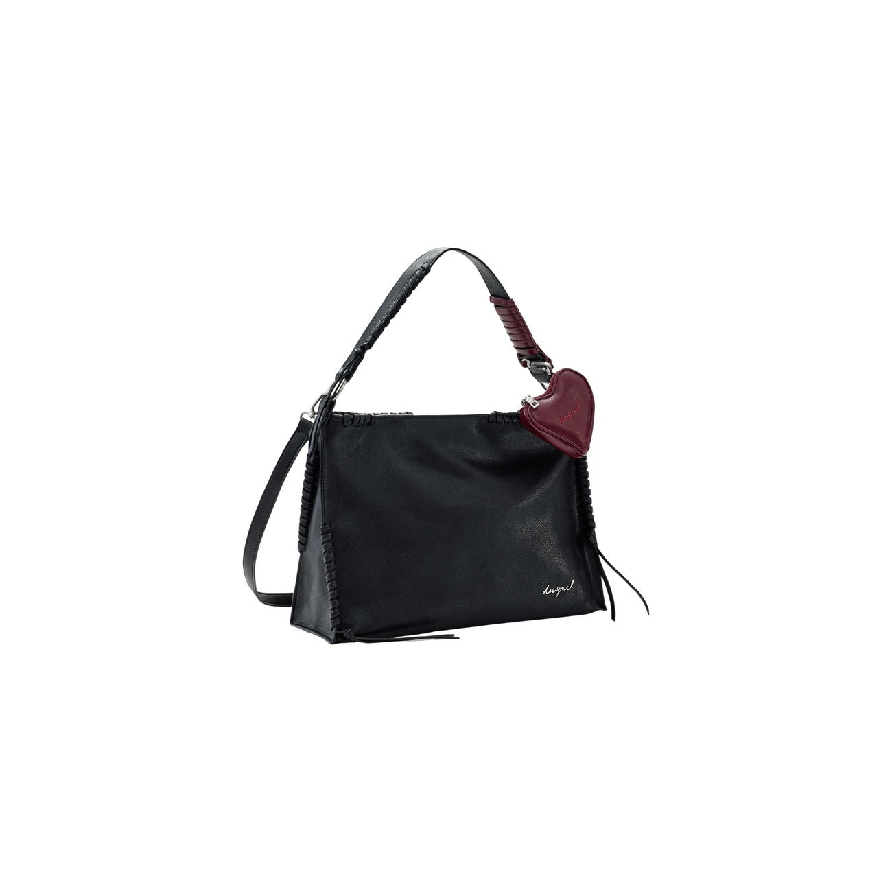 Borsa Desigual donna nera a mano con cerniera tasche interne - vista laterale