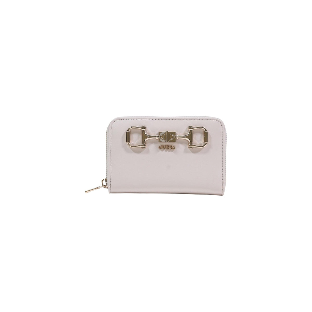 Guess Portafoglio piccolo rosa chiaro con logo JANIE 14x9x3 cm Donna. Esterno in similpelle, chiusura con zip e finiture in oro. Vista frontale
