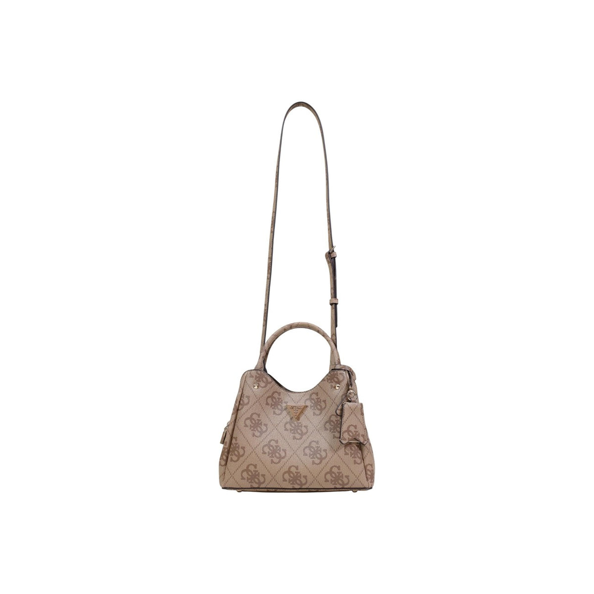 Borsa Guess MERIDIAN II SML GFRND CARRYALL donna beige con stampa cerniera tracolla tasca interna 100% poliuretano - vista frontale con tracolla