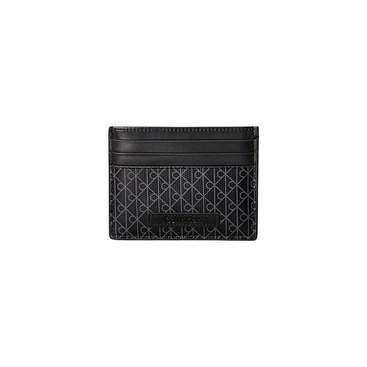 Calvin Klein Monogram Wallet; nero, multi-scomparto, 95% poliestere 5% poliuretano. Il portafoglio logato sottile e funzionale con confezione inclusa. Vista frontale
