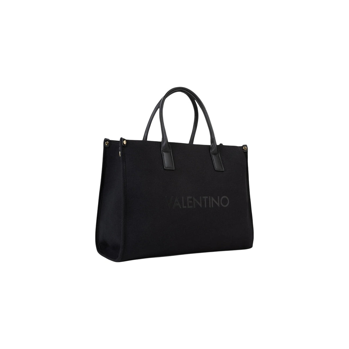 Borsa Valentino Bags VBS9U304; 100% poliuretano, manici rigidi + tracolla. Logo frontale, dettagli metallici, grande capacità interna. Shopping bag elegante, resistente e versatile. Vista frontale laterale