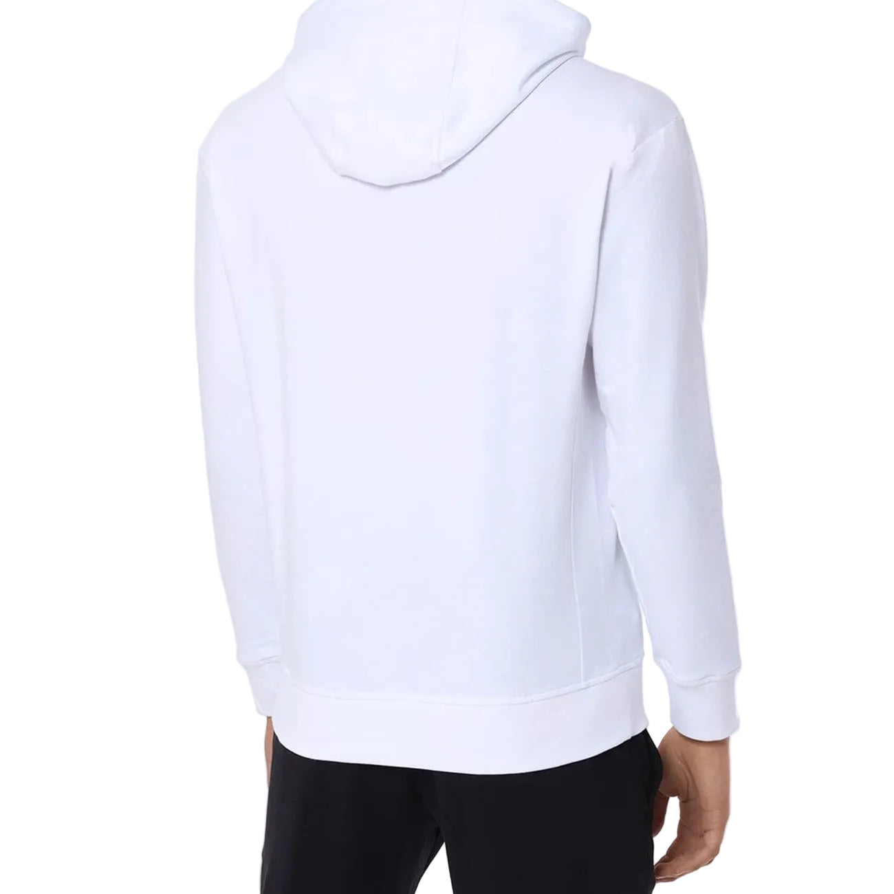 felpa con cappuccio Paul & Shark in cotone bianco da uomo. Vista posteriore retro indossata da modello