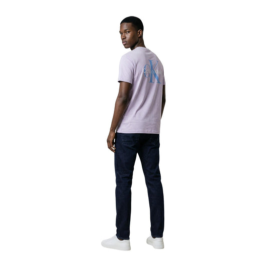 T-shirt uomo Calvin Klein Jeans lilla in cotone a maniche corte primavera estate - vista posteriore