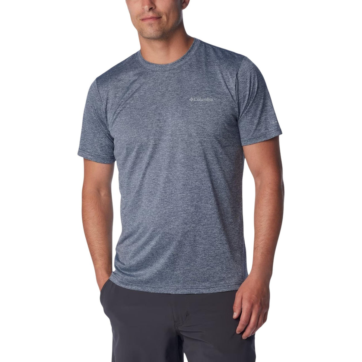 T-shirt Tecnica Omni-Wick™; tessuto jacquard anti-odore, traspirante, asciugatura rapida. La maglia performante per ogni attività all'aperto. Colore blu chiaro vista frontale