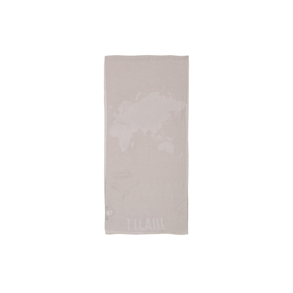 Alviero Martini S642 1845; sciarpa in viscosa e modal con motivo Geo ton sur ton. L'accessorio luxury discreto e versatile per ogni stagione. Colore beige