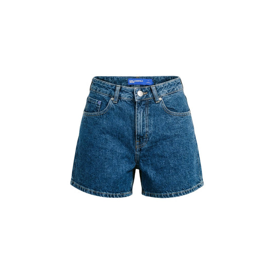 Bermuda Karl Lagerfeld B2W10067; 98% Cotone, 2% Elastam. Vita alta, chiusura con zip, cinque tasche. Pantaloncini donna strutturati e stretch, freschi e resistenti per l'estate. Vista stesa