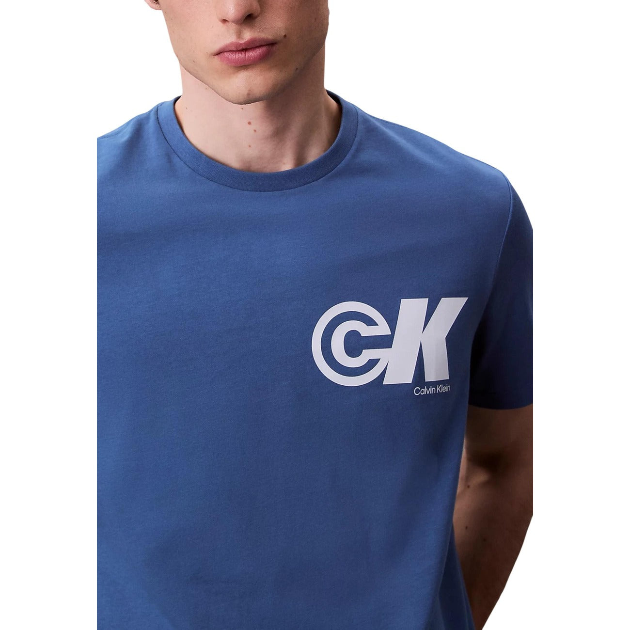 Calvin Klein Jeans T-Shirt Uomo Blu Stampa Manica Corta Scollo Tondo Cotone 100% Autunno Inverno LV04RC835G